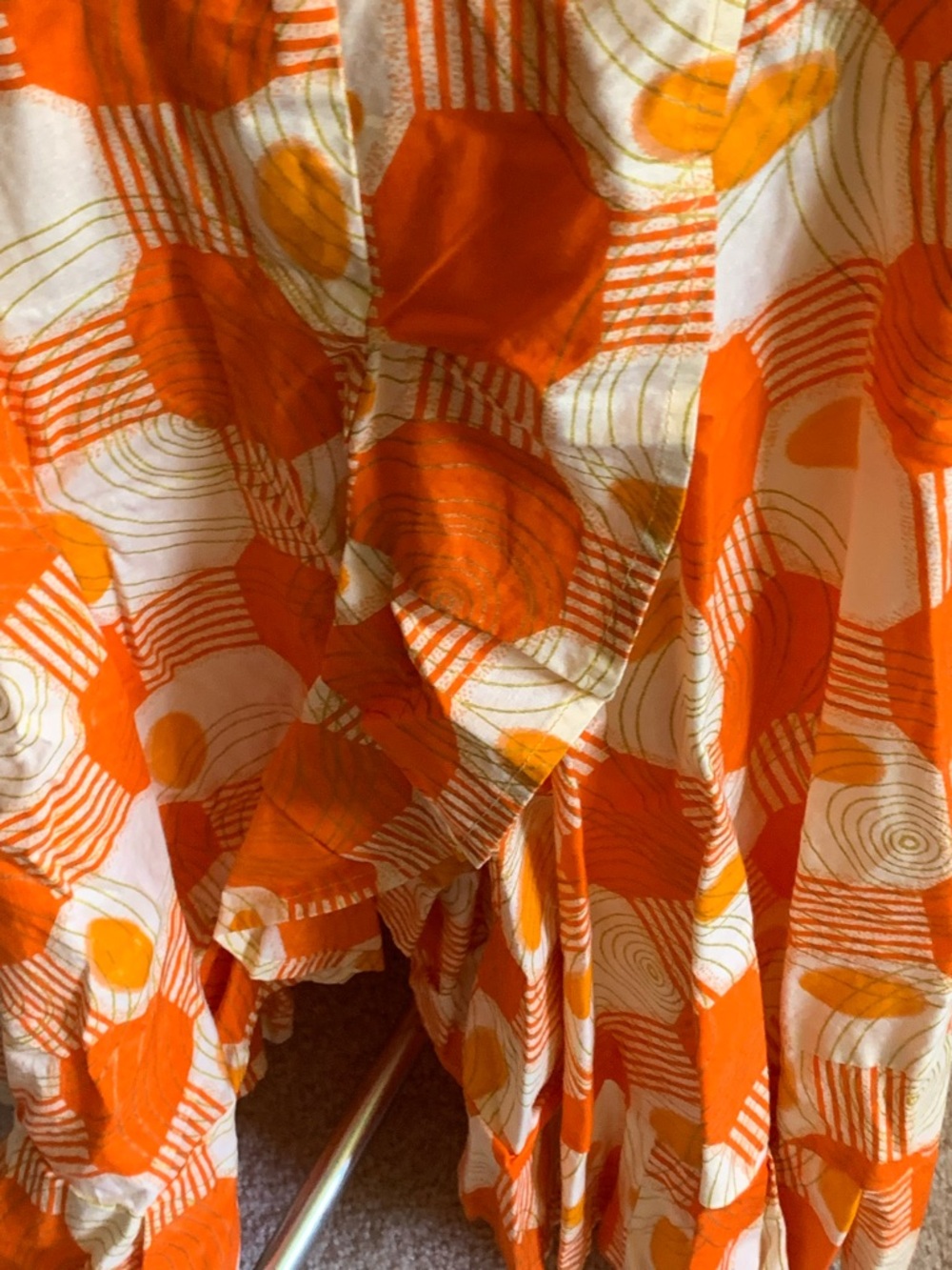 Women's Orange Geometric Tiered Maxi Skirt - Picture 2 of 10